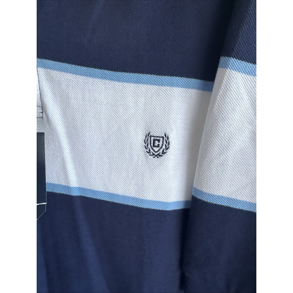 NWT Chaps brand men's Wveryday Polo Shirt Blue And White Striped 2x - Picture 2 of 7